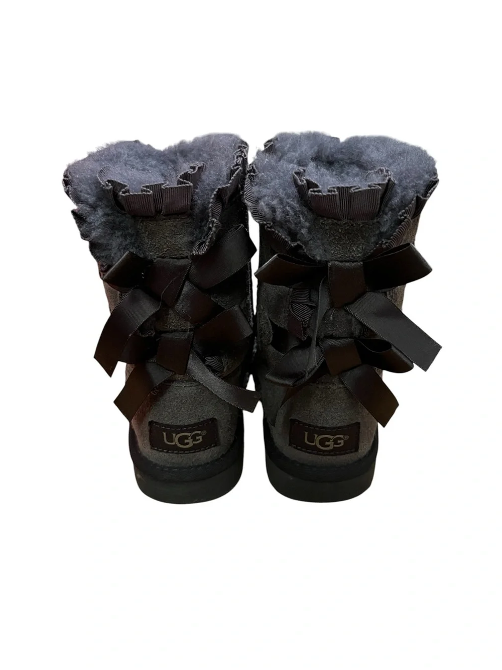 UGG Girls Bow Accent Pewter RARE